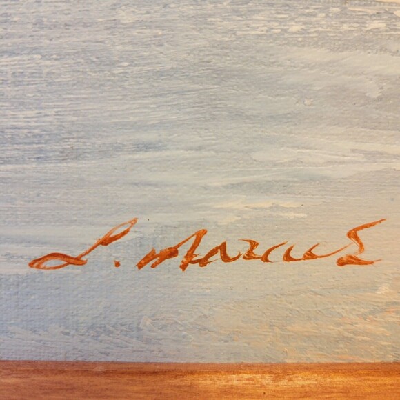 Vintage Hand Oil Painted Signed Pastel Beach Scene Framed Picture - Picture 2 of 10